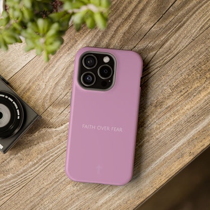 Faith Over Fear Pink iPhone Case | Minimal Christian Faith Phone Case