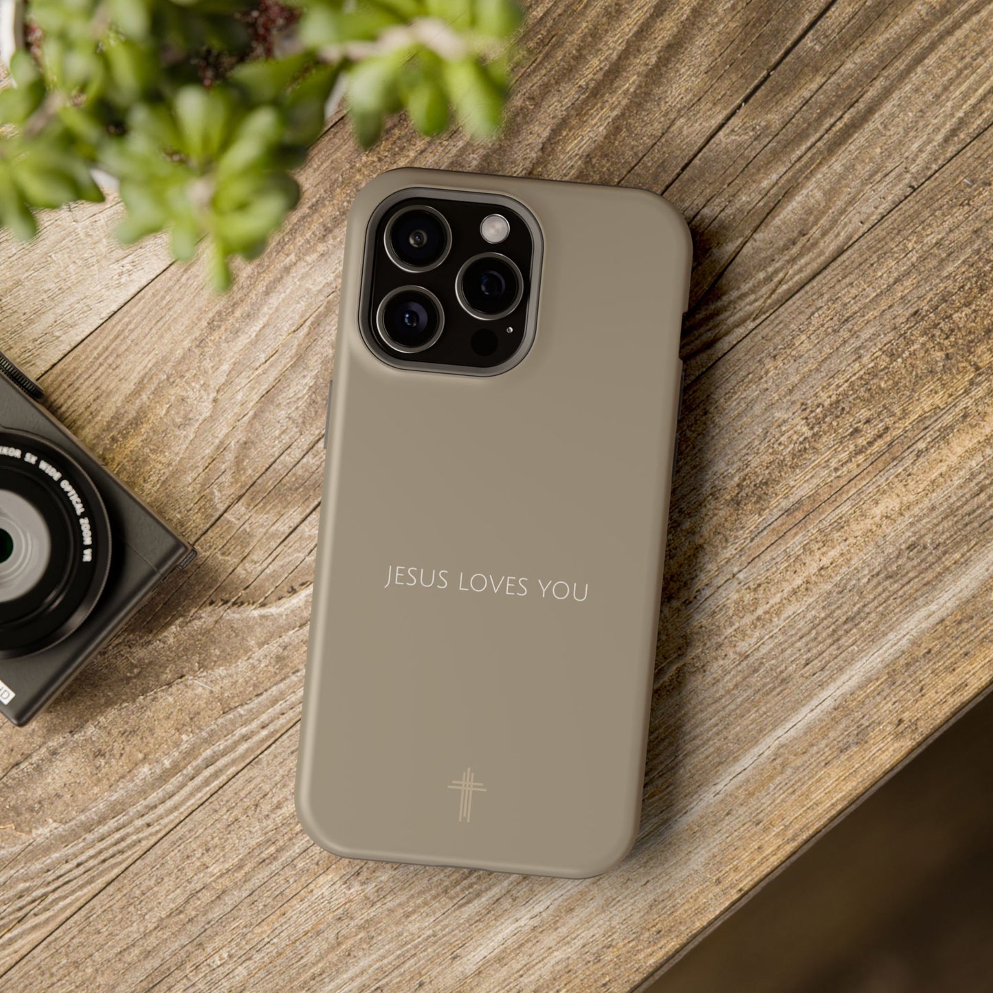 Jesus Loves You Tan iPhone Case | Minimal Christian Faith Phone Case