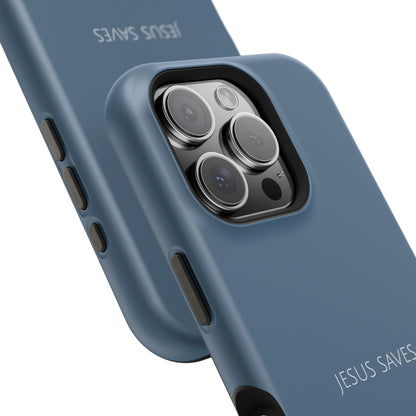 Jesus Saves Blue iPhone Case | Minimal Christian Faith Phone Case