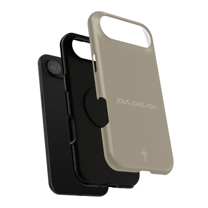Jesus Loves You Tan iPhone Case | Minimal Christian Faith Phone Case