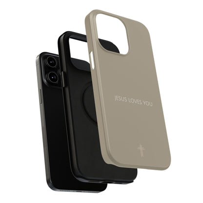 Jesus Loves You Tan iPhone Case | Minimal Christian Faith Phone Case