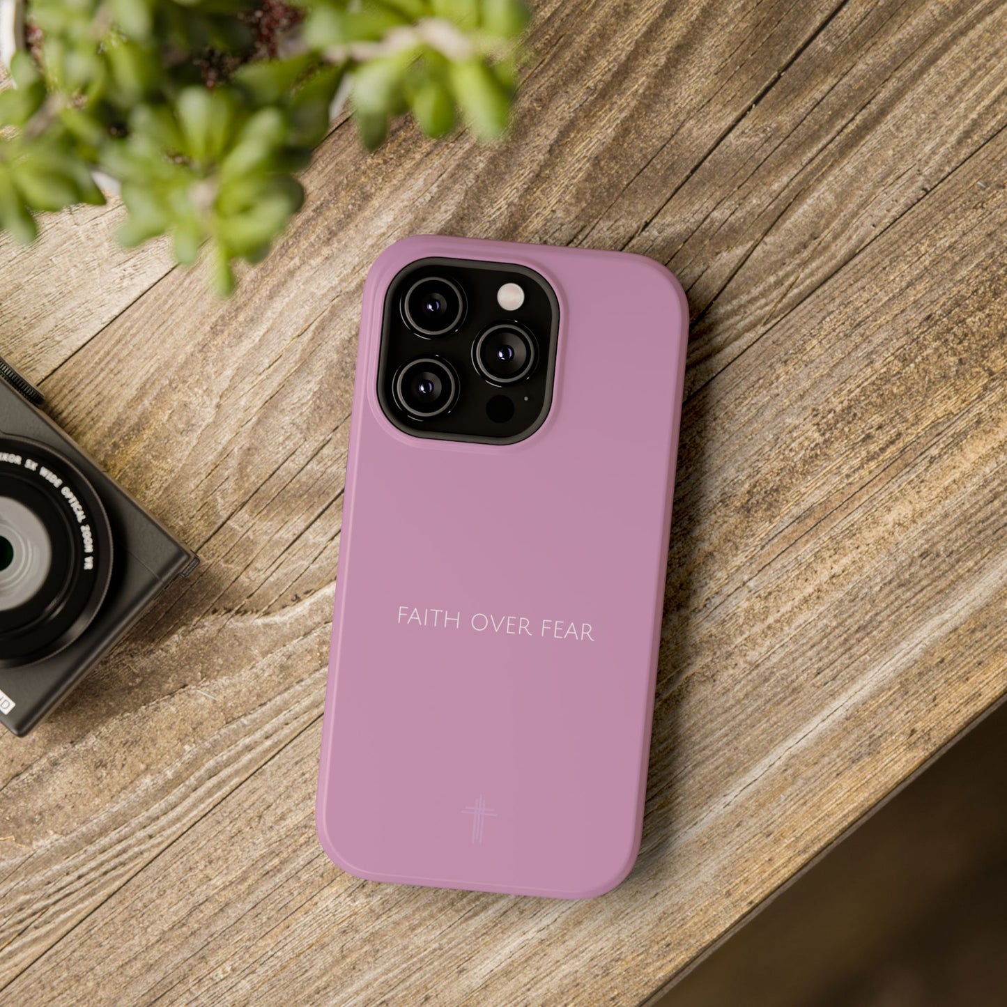 Faith Over Fear Pink iPhone Case | Minimal Christian Faith Phone Case