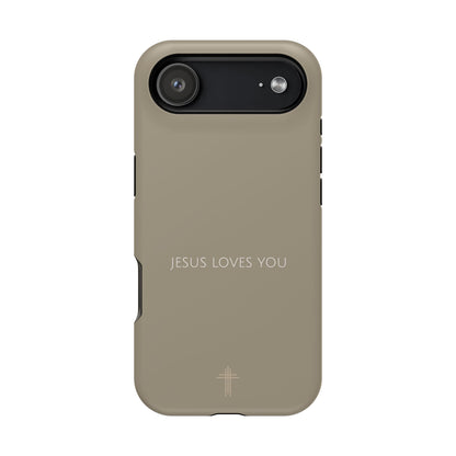 Jesus Loves You Tan iPhone Case | Minimal Christian Faith Phone Case