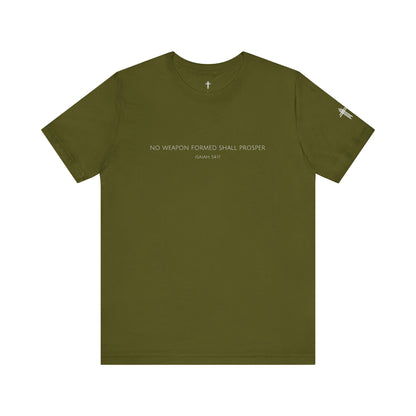 No Weapon Formed Shall Prosper Isaiah 54:17 Christian T Shirt | Minimal Faith Tee
