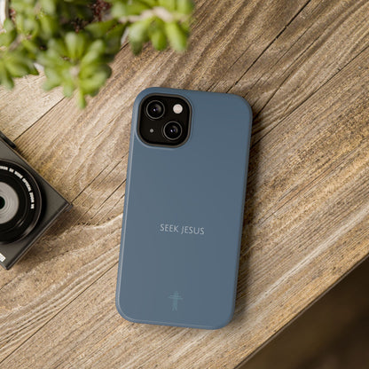 Seek Jesus Blue iPhone Case | Minimal Christian Faith Phone Case