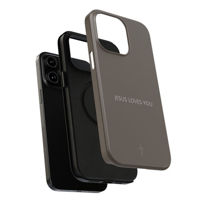 Jesus Loves You Brown iPhone Case | Minimal Christian Faith Phone Case
