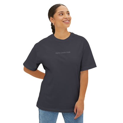 Faith Over Fear Oversized Boxy Christian T-Shirt | Minimal Faith-Based Apparel