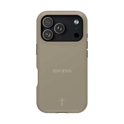 Seek Jesus Tan iPhone Case | Minimal Christian Faith Phone Case