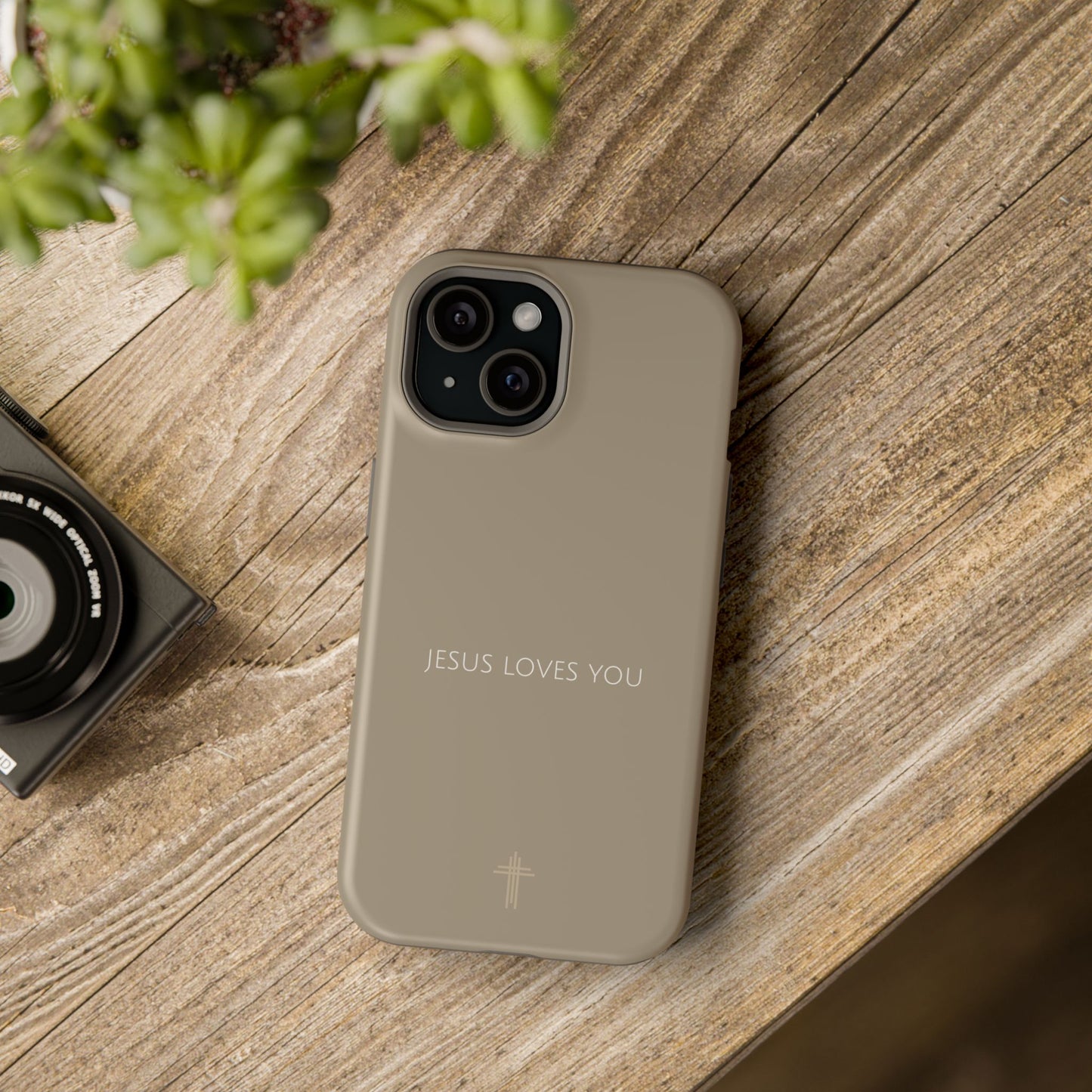 Jesus Loves You Tan iPhone Case | Minimal Christian Faith Phone Case