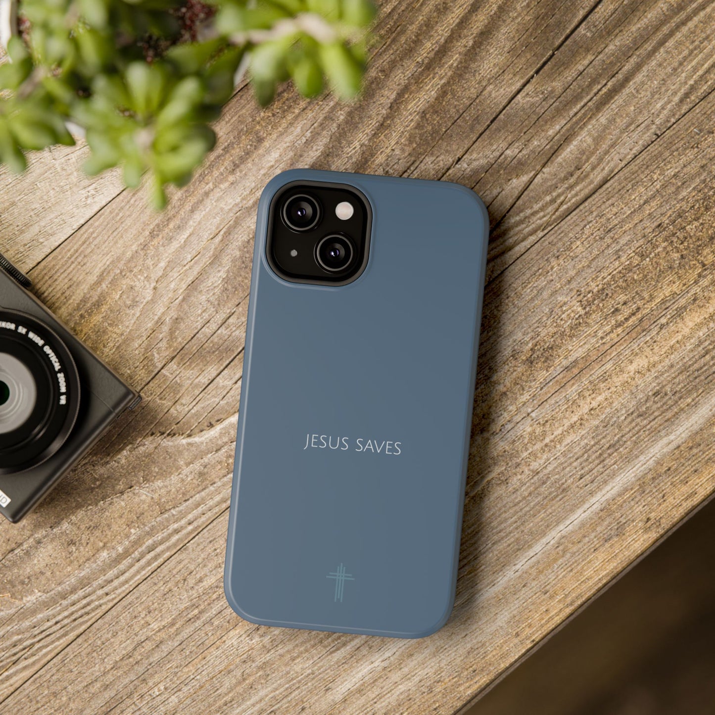 Jesus Saves Blue iPhone Case | Minimal Christian Faith Phone Case