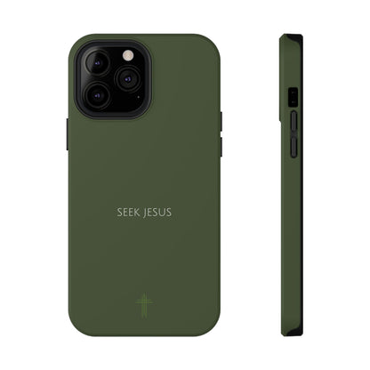 Seek Jesus Green iPhone Case | Minimal Christian Faith Phone Case