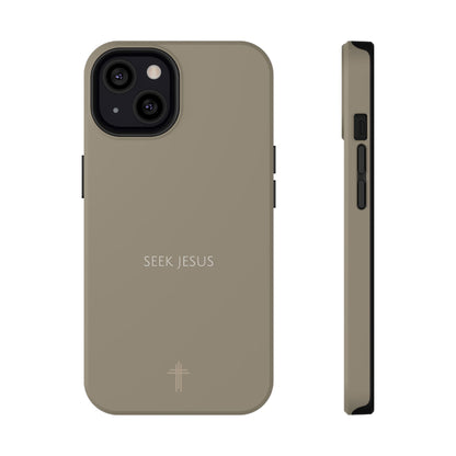 Seek Jesus Tan iPhone Case | Minimal Christian Faith Phone Case