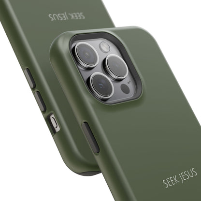 Seek Jesus Green iPhone Case | Minimal Christian Faith Phone Case
