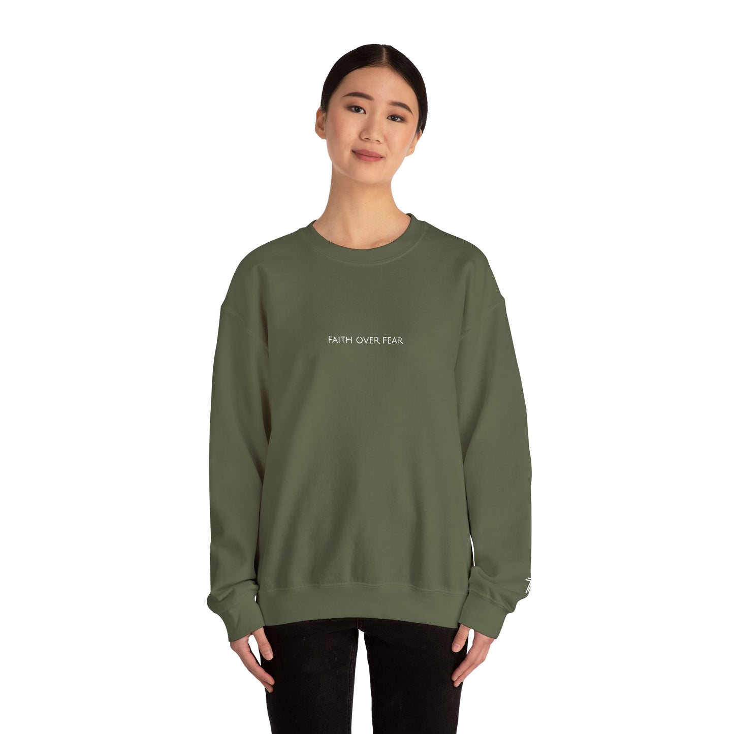 Faith Over Fear Embroidered Crewneck | Minimal Christian Sweatshirt
