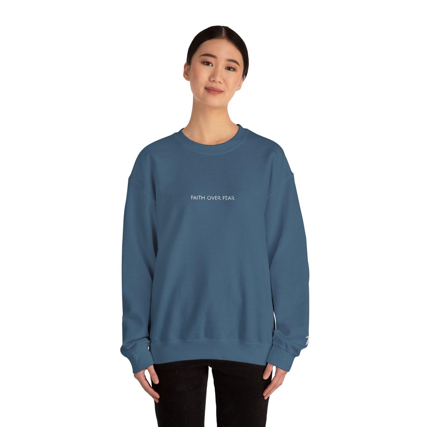 Faith Over Fear Embroidered Crewneck | Minimal Christian Sweatshirt