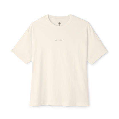 Seek Jesus Oversized Boxy Christian T-Shirt | Minimal Faith-Based Apparel