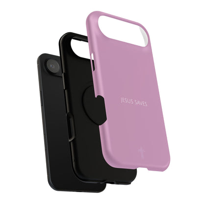 Jesus Saves Pink iPhone Case | Minimal Christian Faith Phone Case