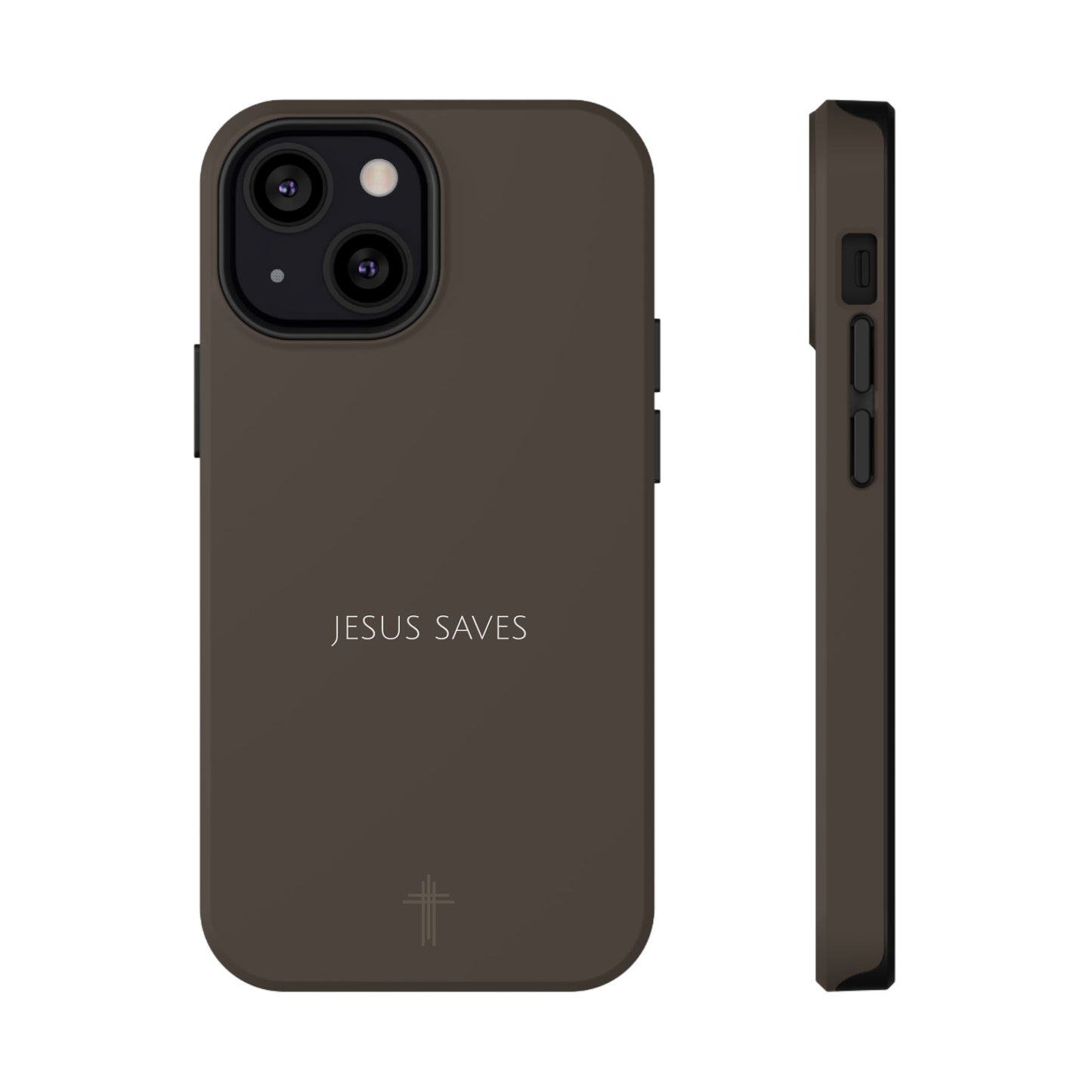 Jesus Saves Brown iPhone Case | Minimal Christian Faith Phone Case