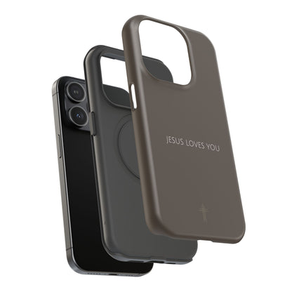 Jesus Loves You Brown iPhone Case | Minimal Christian Faith Phone Case