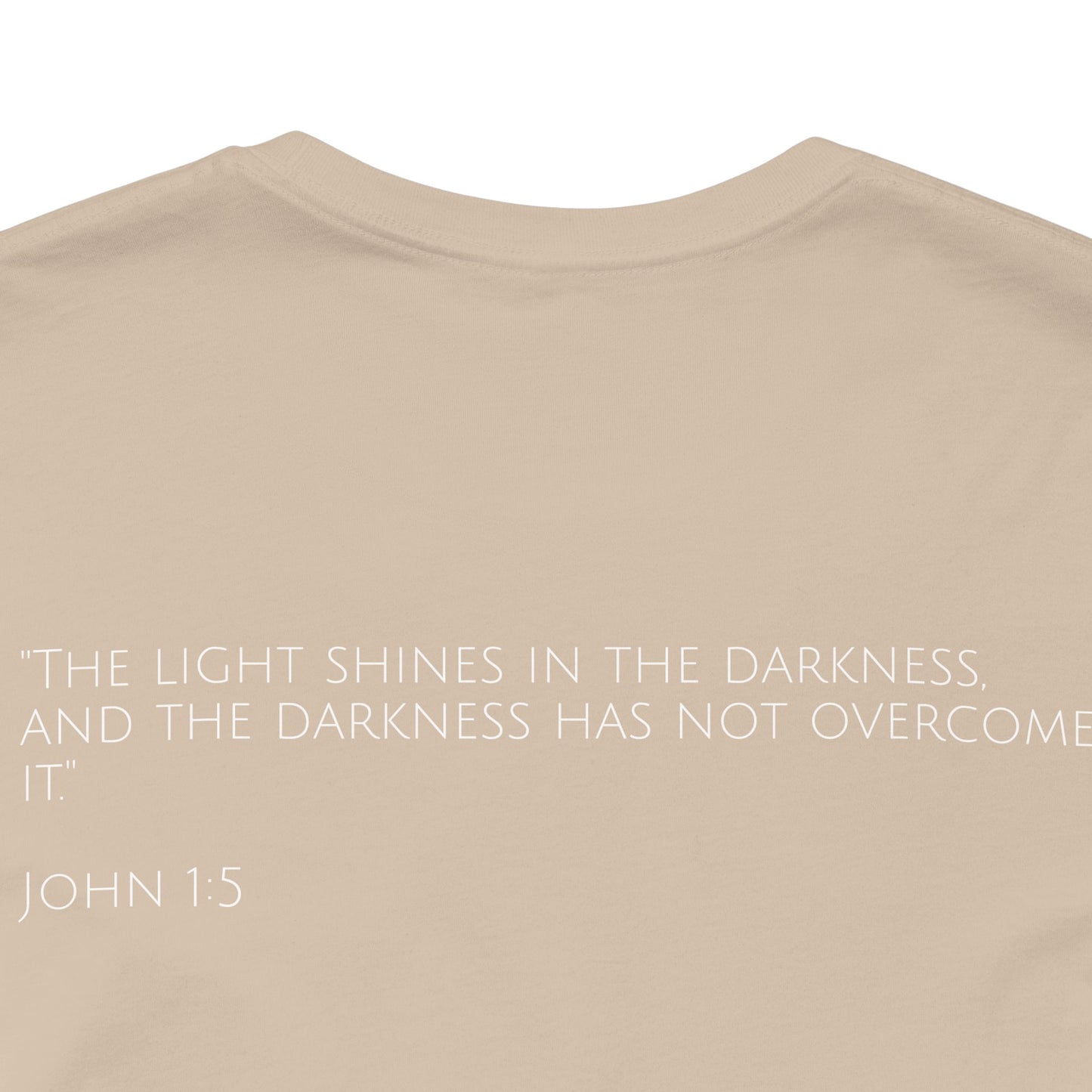 John 1:5 (Rising Above Darkness) Bible Verse | Christian Shirt