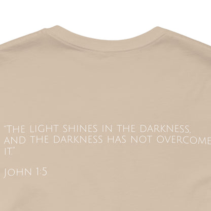 John 1:5 (Rising Above Darkness) Bible Verse | Christian Shirt