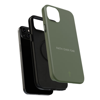 Faith Over Fear Green iPhone Case | Minimal Christian Faith Phone Case