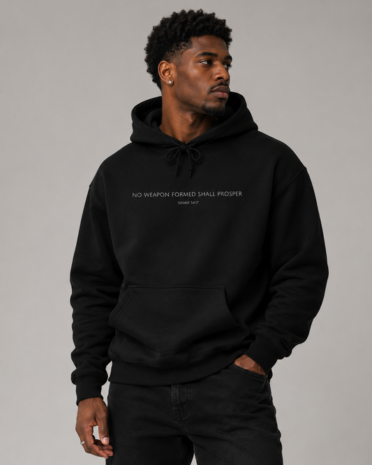 No Weapon Formed Shall Prosper Hoodie | Minimal Christian Faith-Based Apparel