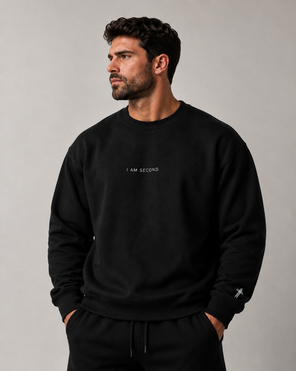 I Am Second Embroidered Crewneck | Minimal Christian Sweatshirt