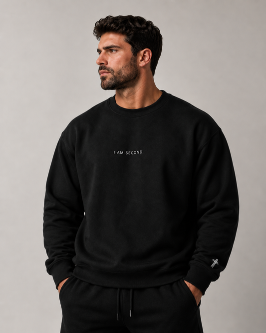 I Am Second Embroidered Crewneck | Minimal Christian Sweatshirt