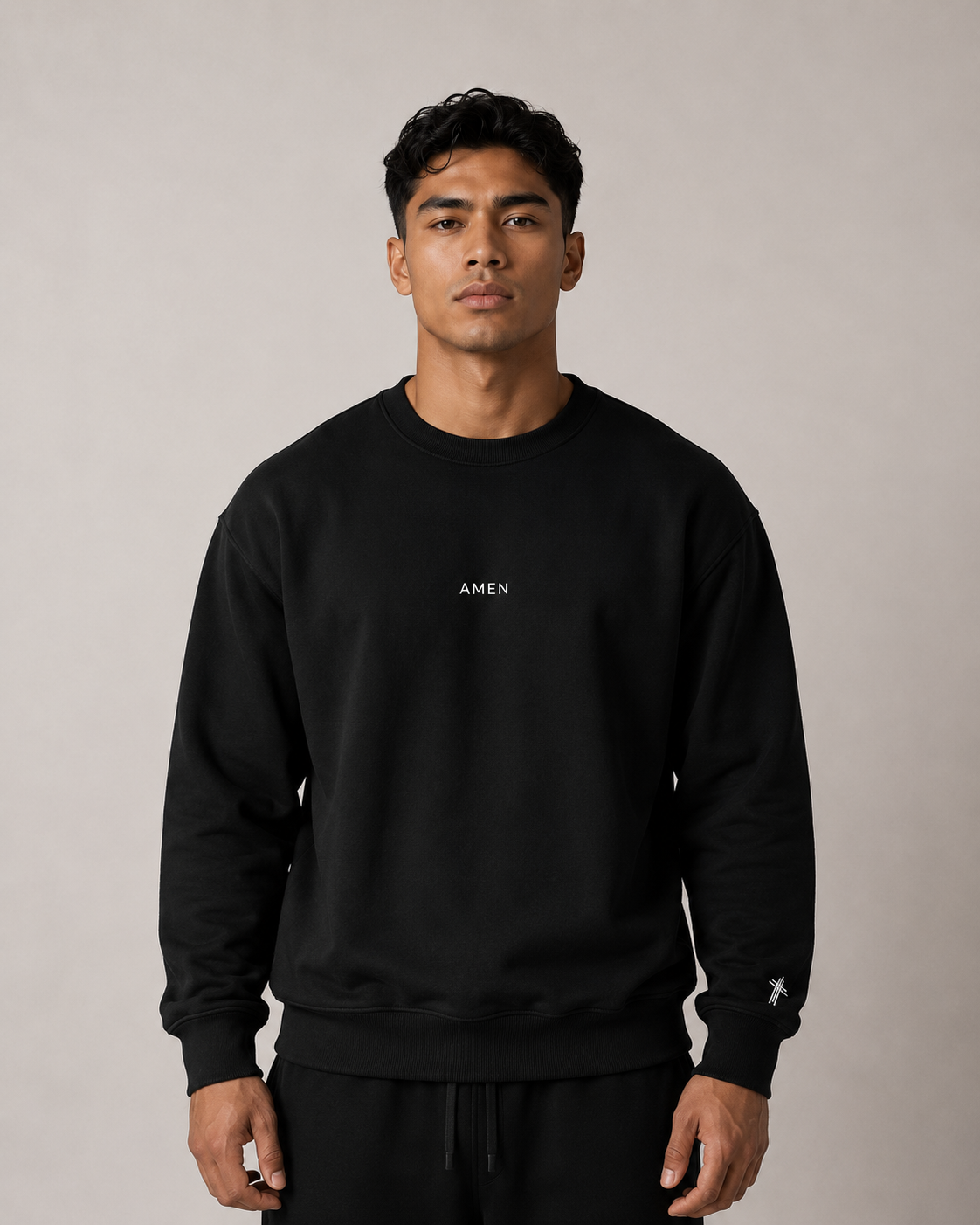 Amen Embroidered Crewneck | Minimal Christian Sweatshirt