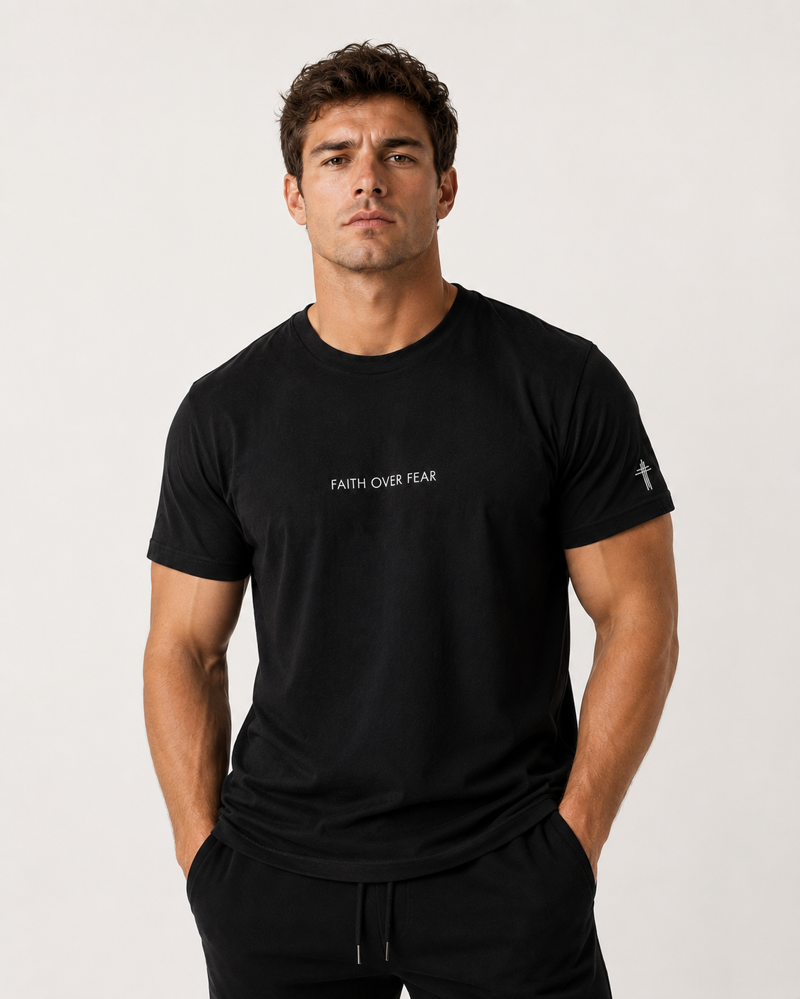Faith Over Fear Embroidered Christian T Shirt | Minimal Faith Tee