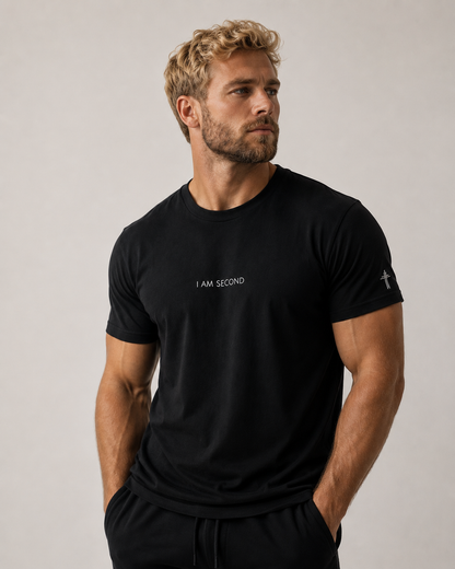 I Am Second Embroidered Christian T Shirt | Minimal Faith Tee