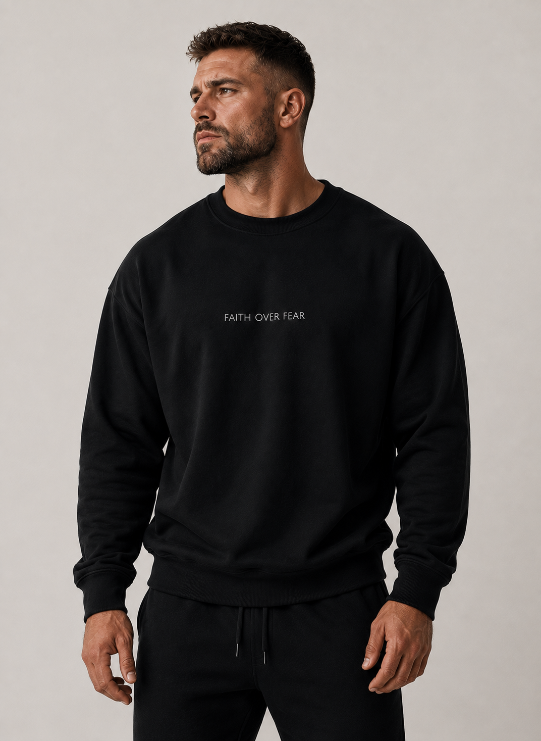 Faith Over Fear Christian Crewneck Sweatshirt | Minimal Faith Apparel