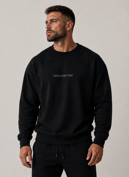Faith Over Fear Christian Crewneck Sweatshirt | Minimal Faith Apparel