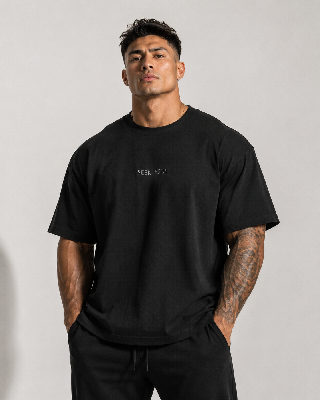 Seek Jesus Oversized Boxy Christian T-Shirt | Minimal Faith-Based Apparel