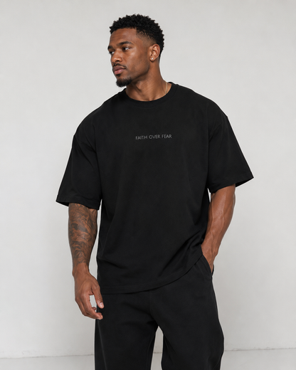 Faith Over Fear Oversized Boxy Christian T-Shirt | Minimal Faith-Based Apparel