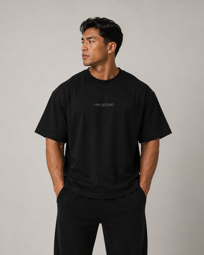 I Am Second Oversized Boxy Christian T-Shirt | Minimal Faith-Based Apparel