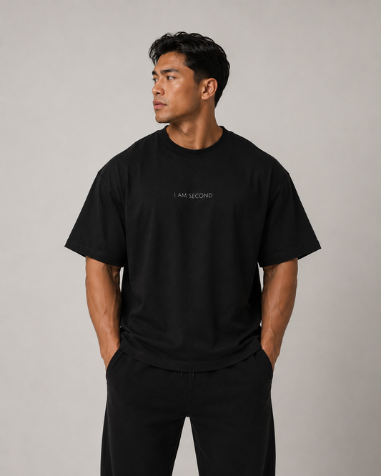 I Am Second Oversized Boxy Christian T-Shirt | Minimal Faith-Based Apparel
