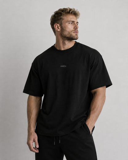 Amen Oversized Boxy Christian T-Shirt | Minimal Faith-Based Apparel
