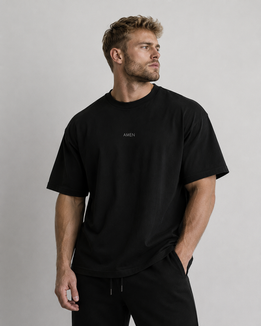 Amen Oversized Boxy Christian T-Shirt | Minimal Faith-Based Apparel