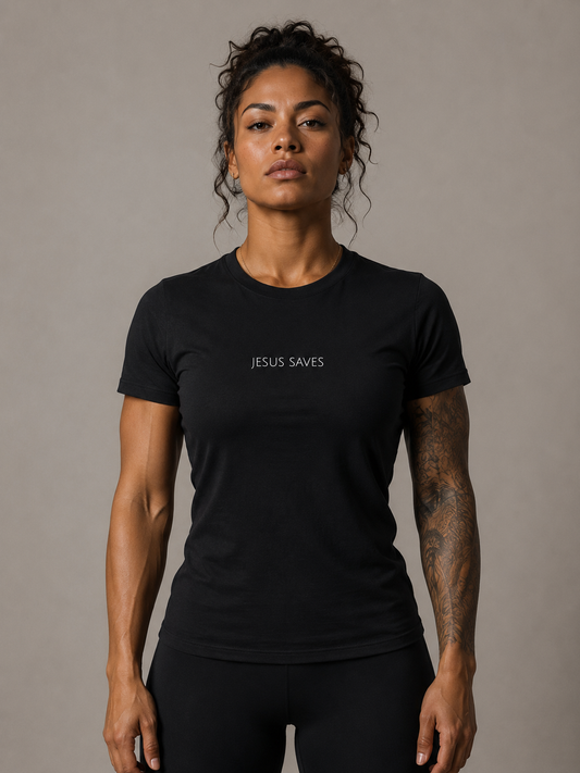 Jesus Saves Women’s Christian T-Shirt | Minimal Faith-Based Apparel