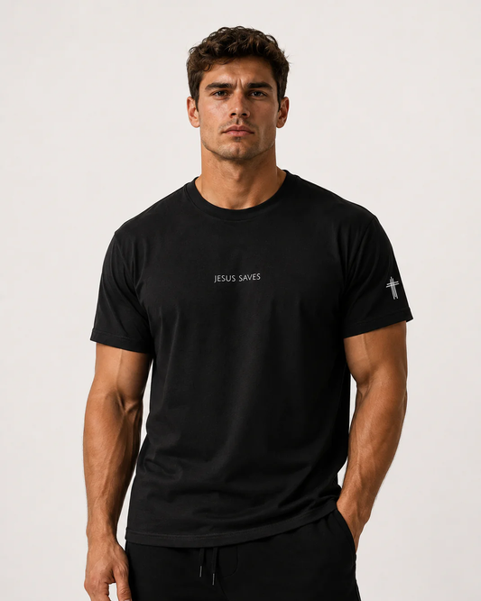 Jesus Saves Christian T Shirt | Minimal Faith Tee