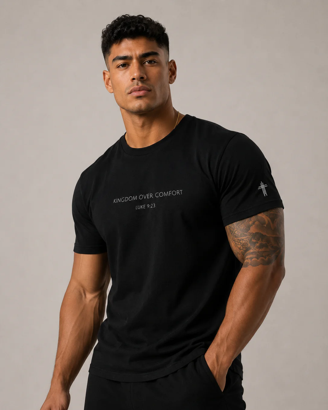 Kingdom Over Comfort Luke 9:23 Christian T Shirt | Minimal Faith Tee